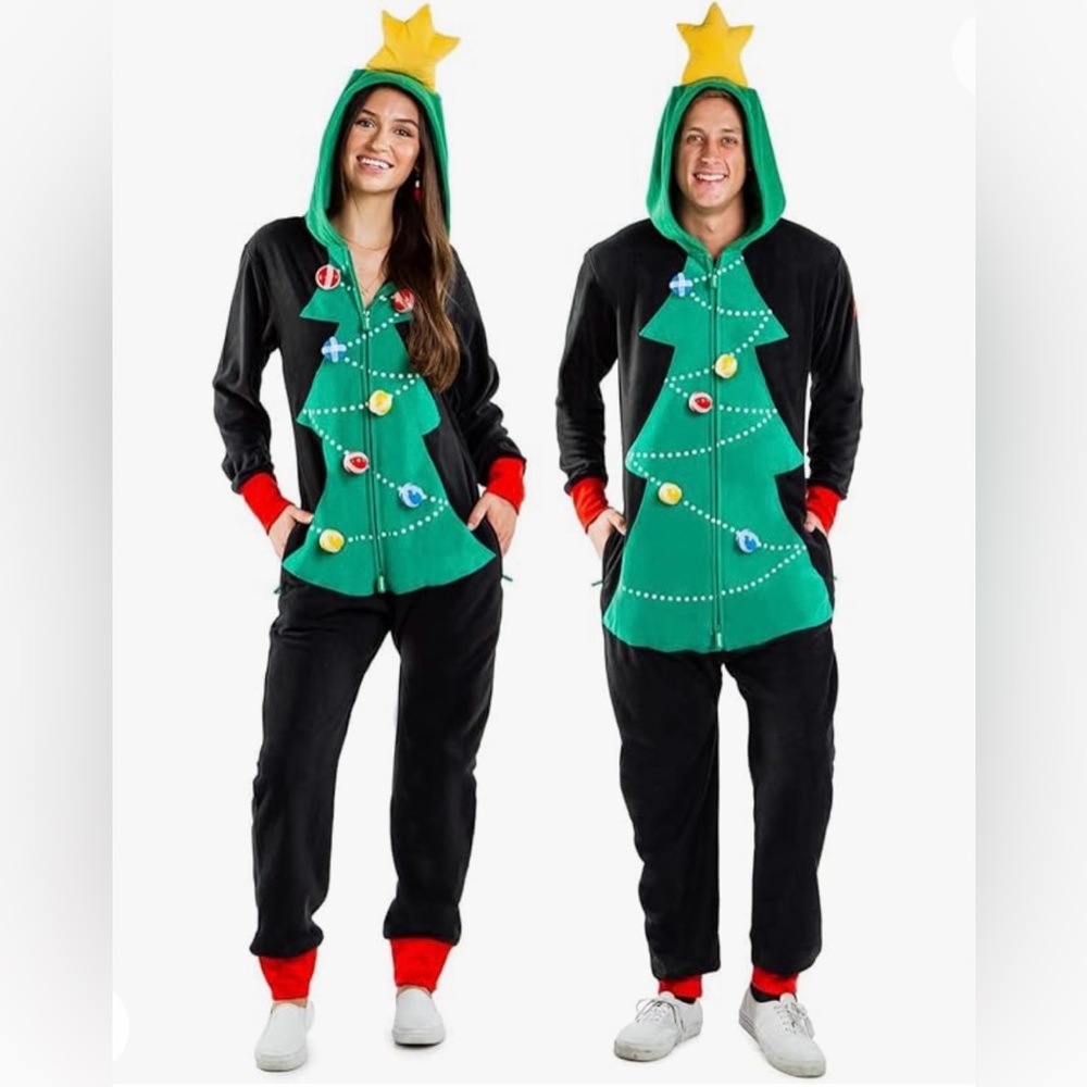 Tipsy Elves Christmas Tree Onesie + Velcro Ball T… - image 2
